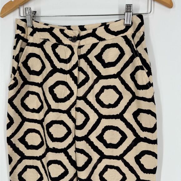 Sincerely Jules Wide Leg Geometric Print Pants in Cream/Black | Size Small - Picture 4 of 6